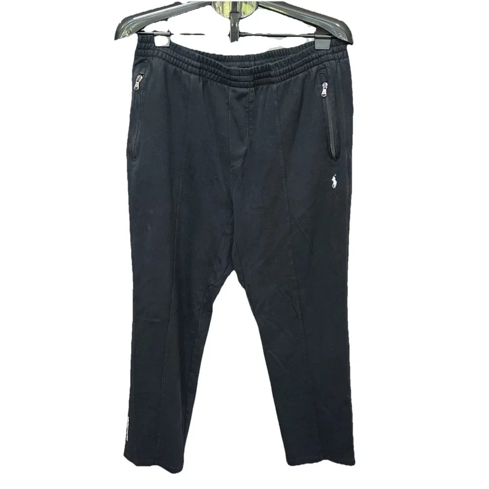 Polo Ralph Lauren Mens XL Jogger Sweatpants Zipper Pockets Black